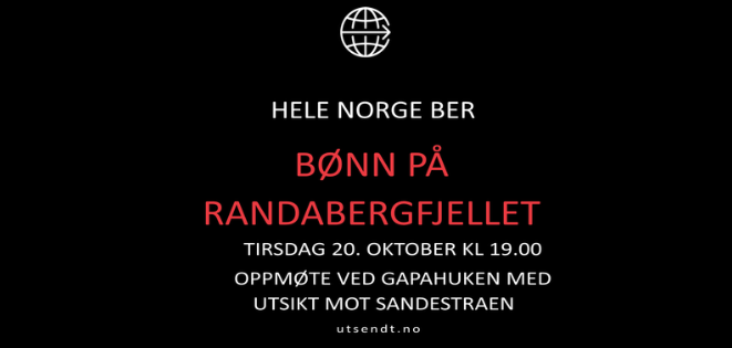 Bønn på Randabergfjellet 20.okt kl. 19.00