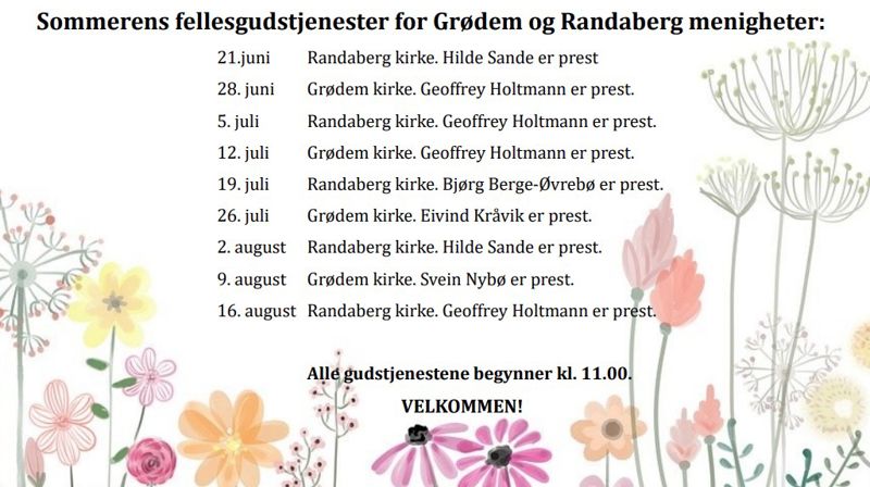 Sommerens gudstjenester