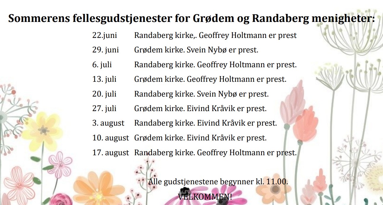 Sommerens gudstjenester