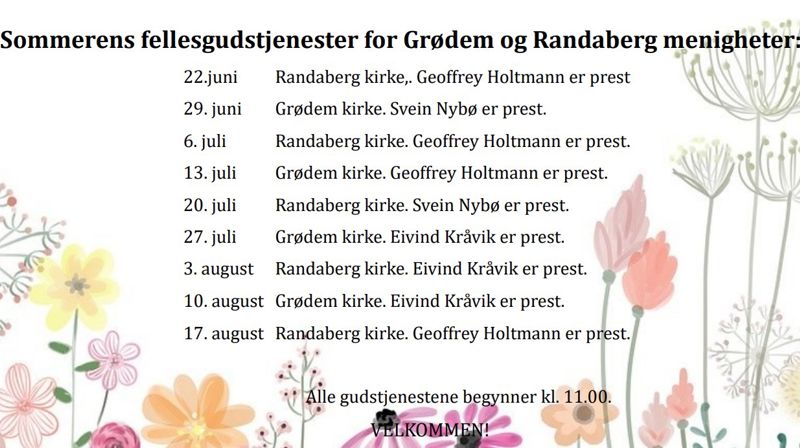 Sommerens gudstjenester