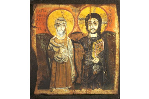 Koptisk ikon: Kristus og abbed Menas - Vennskapsikonet