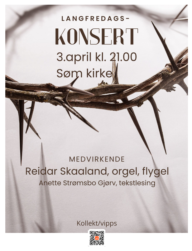 Langfredagskonsert i S&oslash;m kirke&nbsp;3. april kl 21