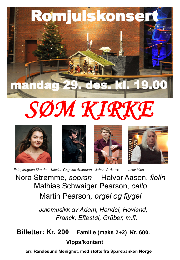 PLAKAT: Romjulskonsert mandag 29. desember med kjente og ukjente melodier