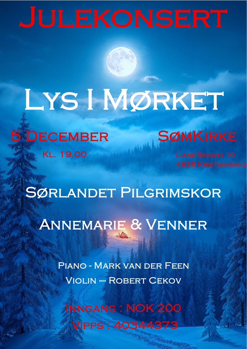PLAKAT Sørlandet Pilgrimskor: Lys i mørket 5.12.