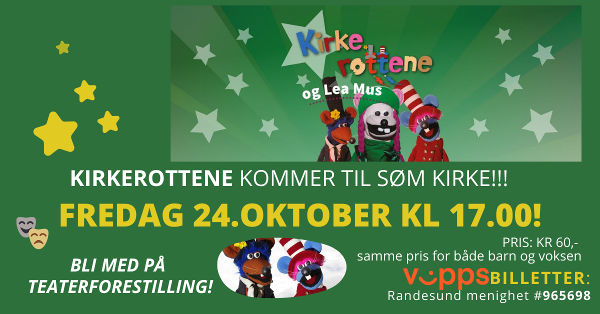 Plakat: Kirkerotteteater i Søm kirke fredag 24. oktober