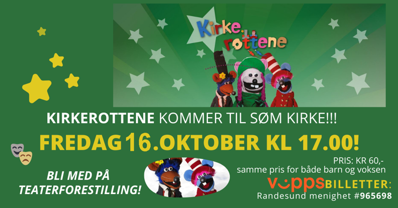 Plakat: Kirkerotteteater i Søm kirke 16. oktober kl 17