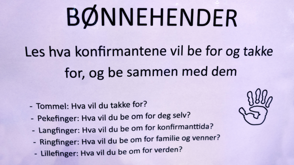Hva vil konfirmantene be og takke for?