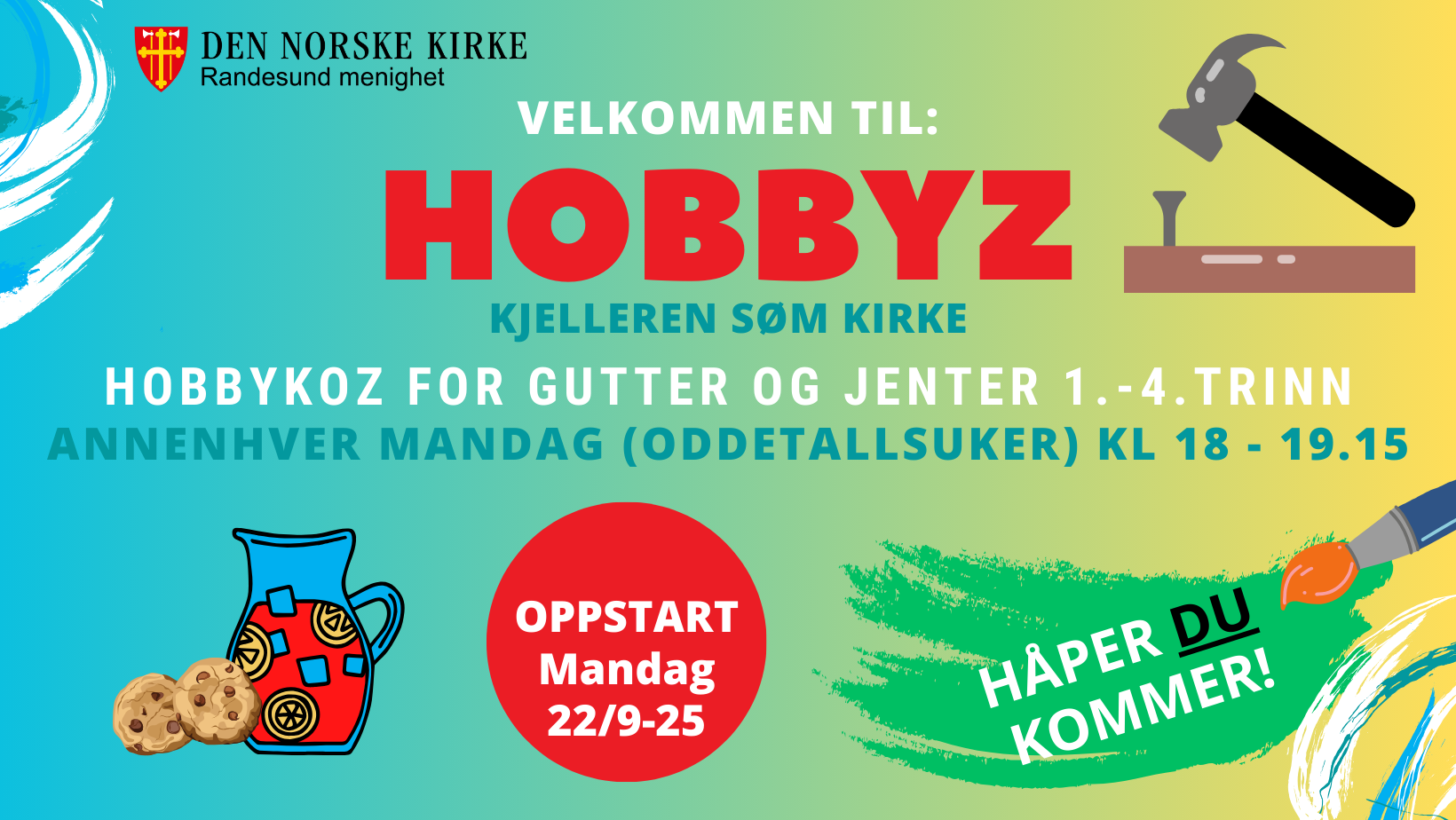 HOBBYZ i kjelleren, Søm kirke - for gutter og jenter 1. - 4. trinn - annenhver mandag 18-19.15