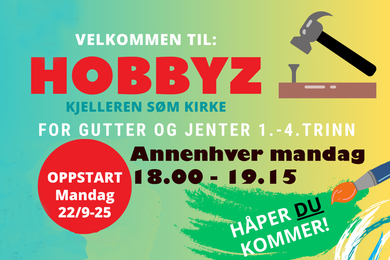 HOBBYZ i kjelleren, Søm kirke - for gutter og jenter 1. - 4. trinn - annenhver mandag 18-19.15