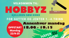 HOBBYZ i kjelleren, Søm kirke - for gutter og jenter 1. - 4. trinn - annenhver mandag 18-19.15
