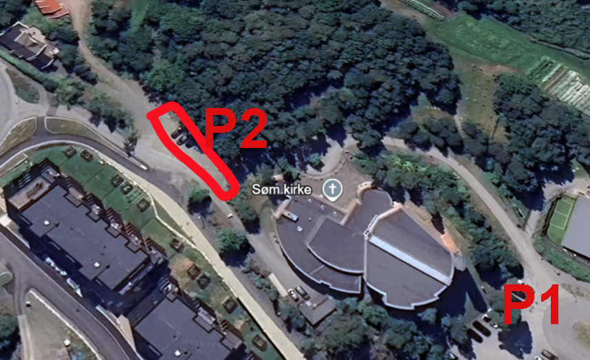 Kart: Parkering ved Søm kirke