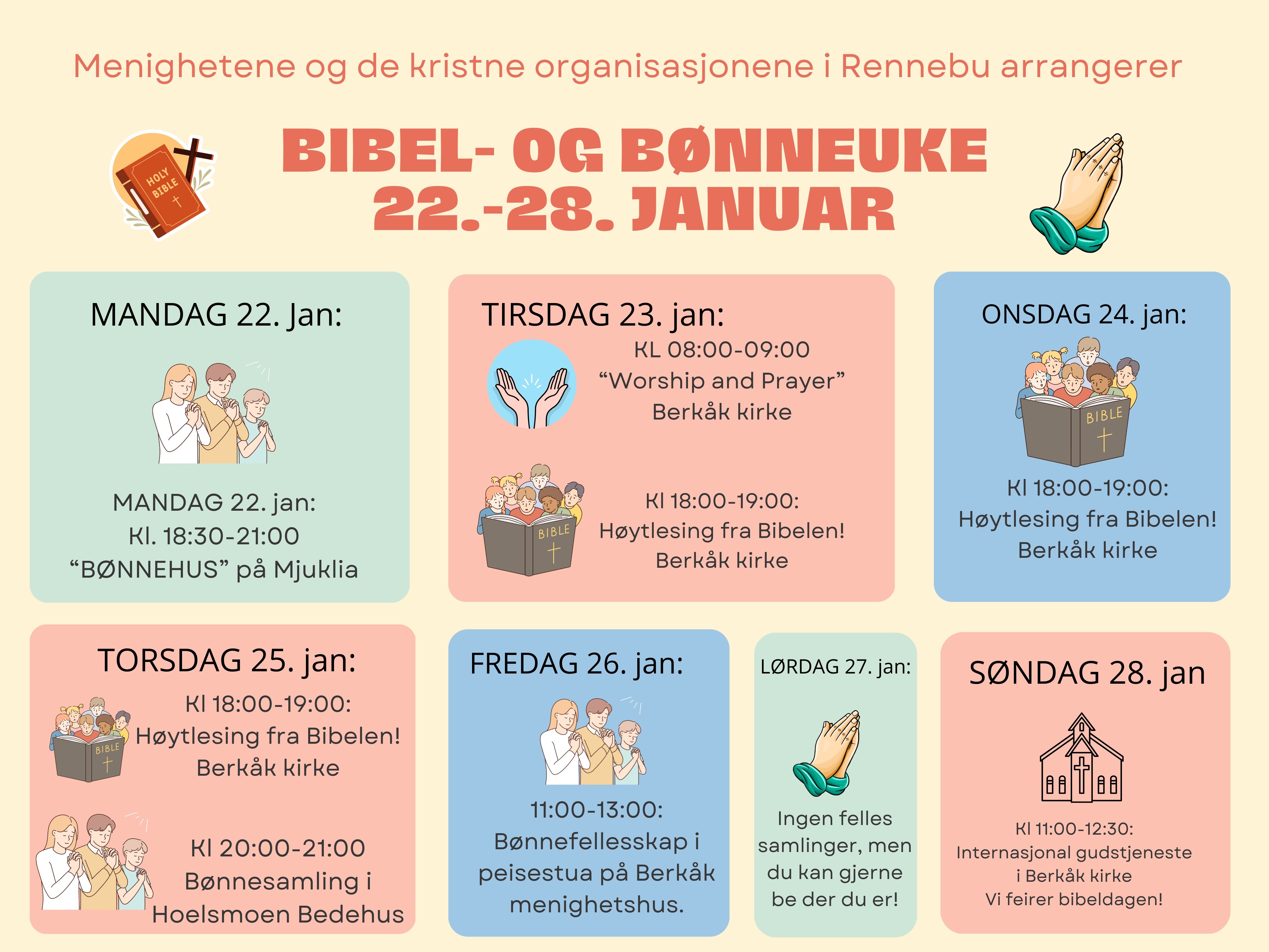 Bli med på bibel og bønneuka 2024, 22-28 Januar