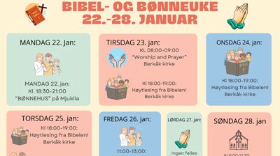 Bli med på bibel og bønneuka 2024, 22-28 Januar