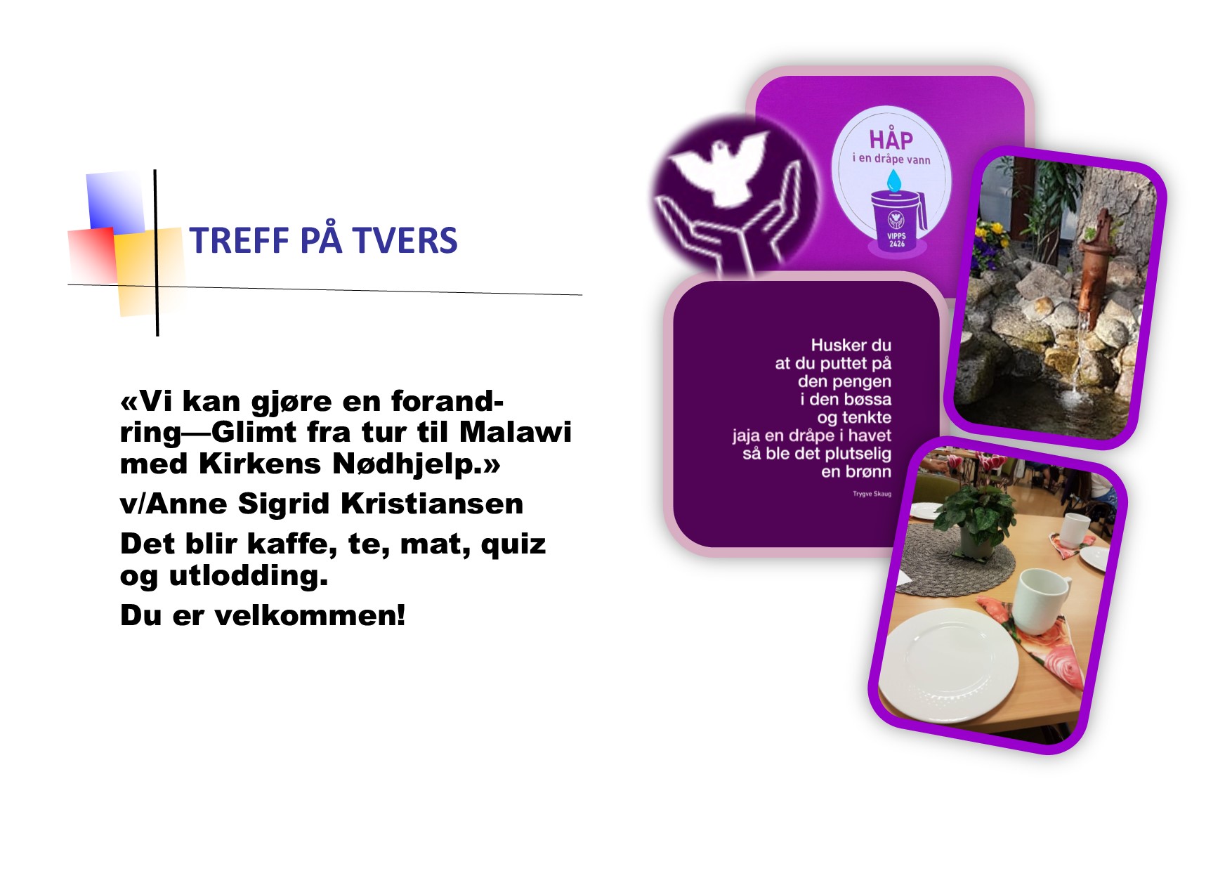 Treff på tvers 7.mars kl. 12.00 i Ekholt kirke