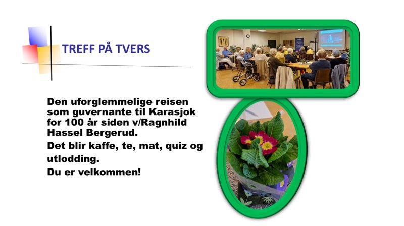 Treff på tvers torsdag 8.mai kl. 12.00 i Ekholt kirke