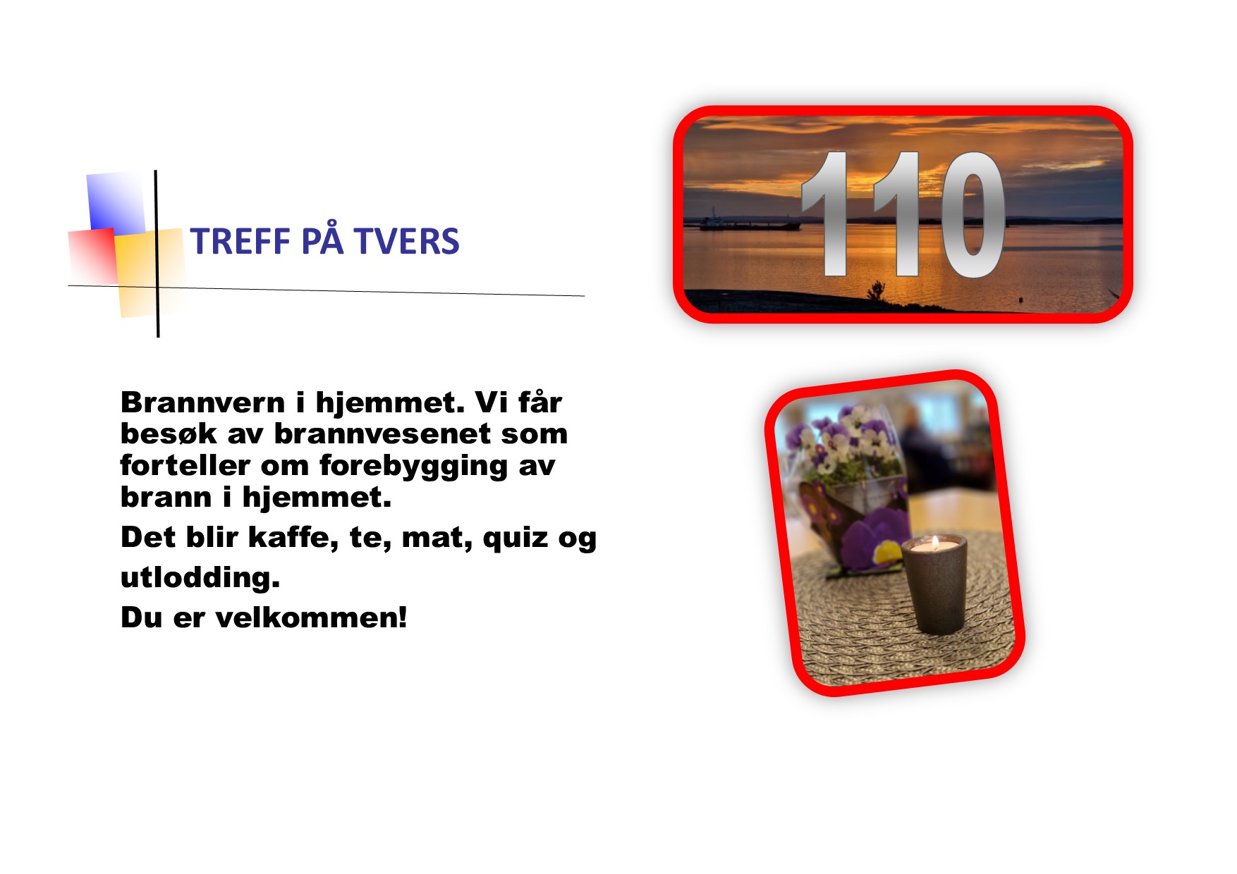 Treff på tvers i Ekholt kirke underetg. kl. 12.00 3.oktober 2024