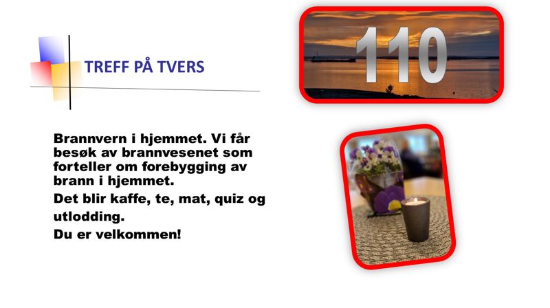 Treff på tvers i Ekholt kirke underetg. kl. 12.00 3.oktober 2024