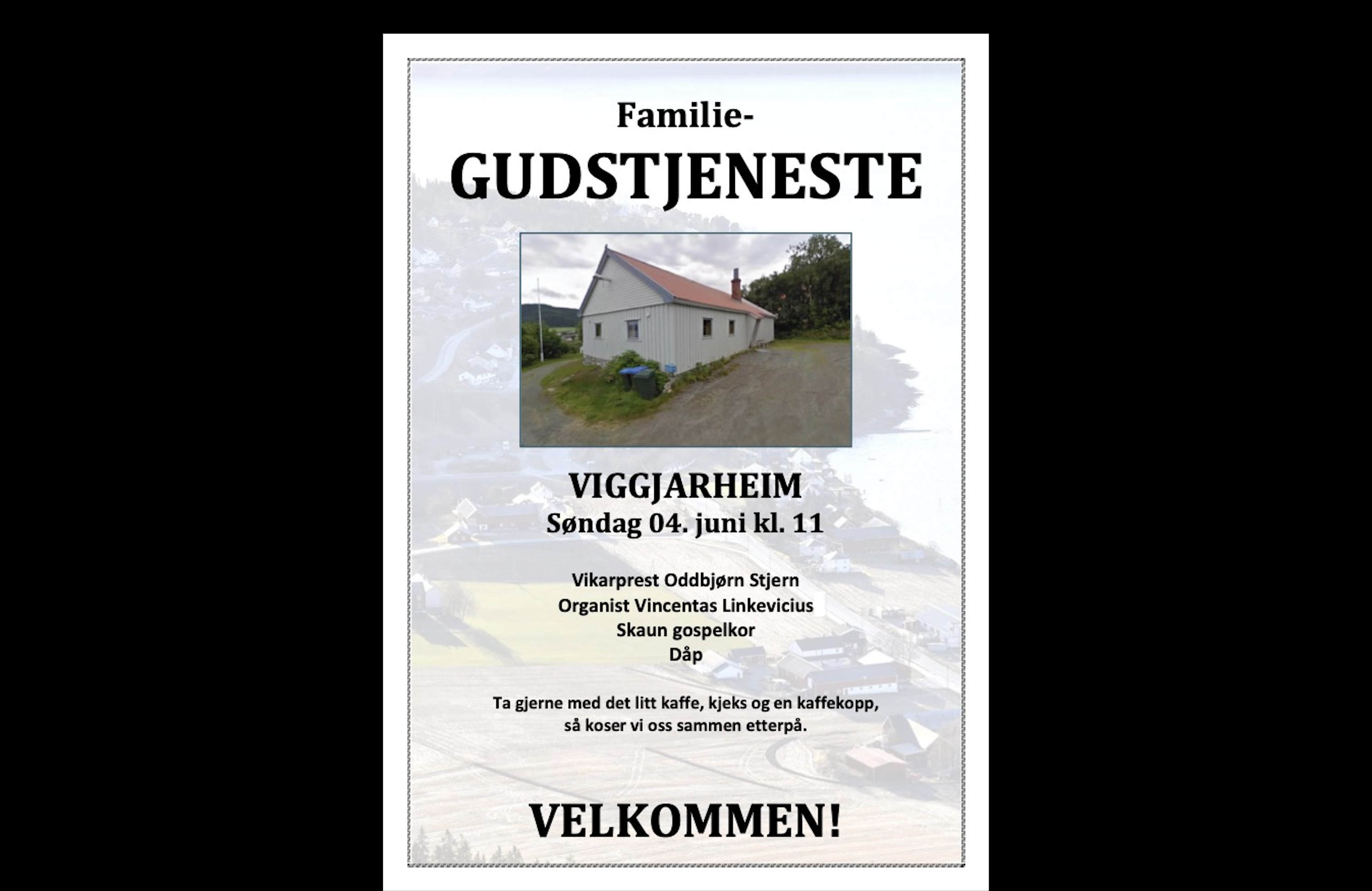 Familiegudstjeneste på Viggjarheim på søndag 04. juni kl.11