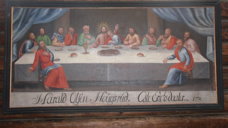 Hedalen stavkirke har flere malerier som framstiller Jesu siste måltid på Skjærtorsdag