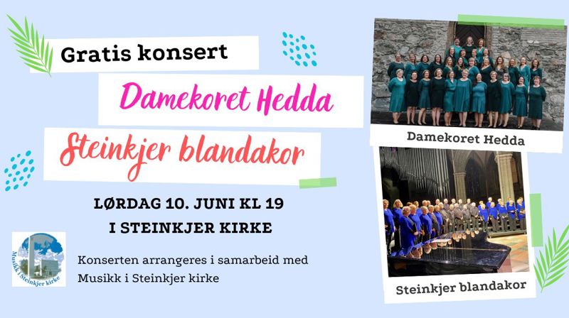 Konsert i Steinkjer kirke 10. juni kl. 19:00