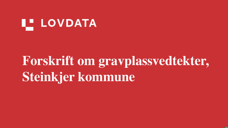 Kunngjøring: Forskrift om gravplassvedtekter, Steinkjer kommune
