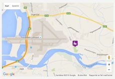 Kart fra Google maps der kirken er markert.