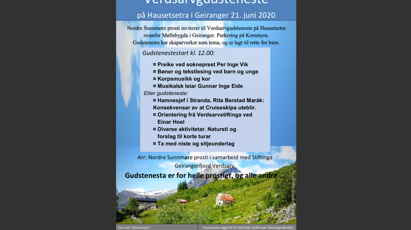 Verdsarvgudsteneste på Hausetsetra i Geiranger