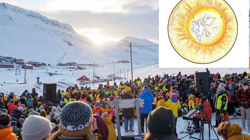 Årets solfesttegning er tegnet av Mhergow fra 7. klasse på Longyearbyen skole. Bilde fra lokalstyre.no
