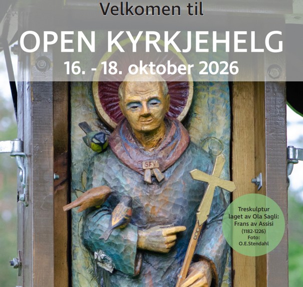Frans av Assisi, treskulptur av Ola Sagli, fotografert av Odd Erik Stendahl.