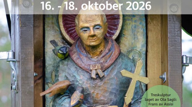 Frans av Assisi, treskulptur av Ola Sagli, fotografert av Odd Erik Stendahl.