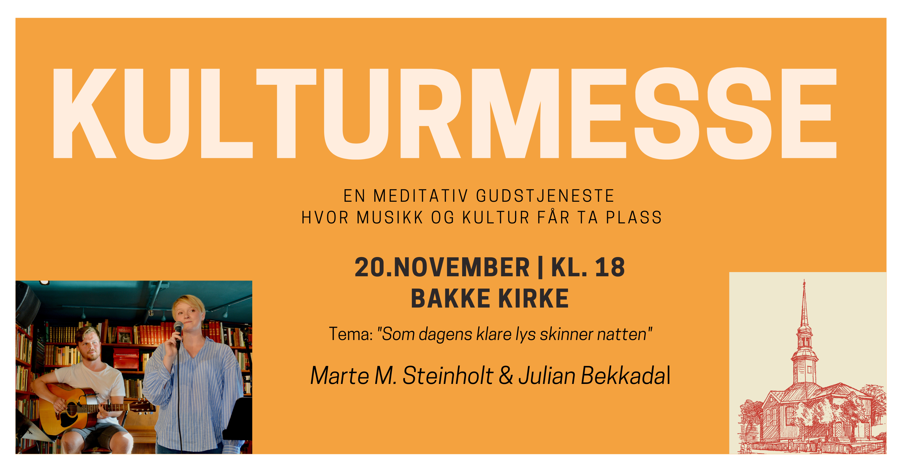 Velkommen til kulturmesse i Bakke kirke- 20.november