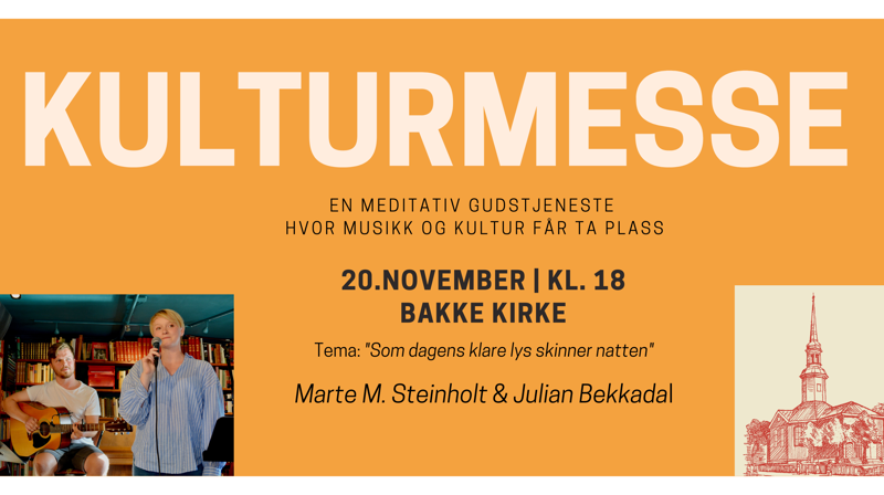 Velkommen til kulturmesse i Bakke kirke- 20.november