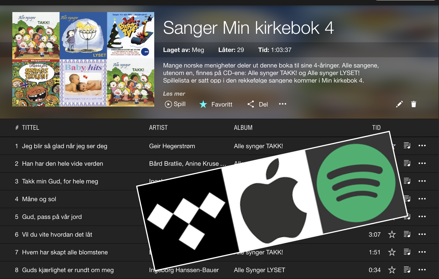 Lær kirkebok-sangene med strømmetjenester