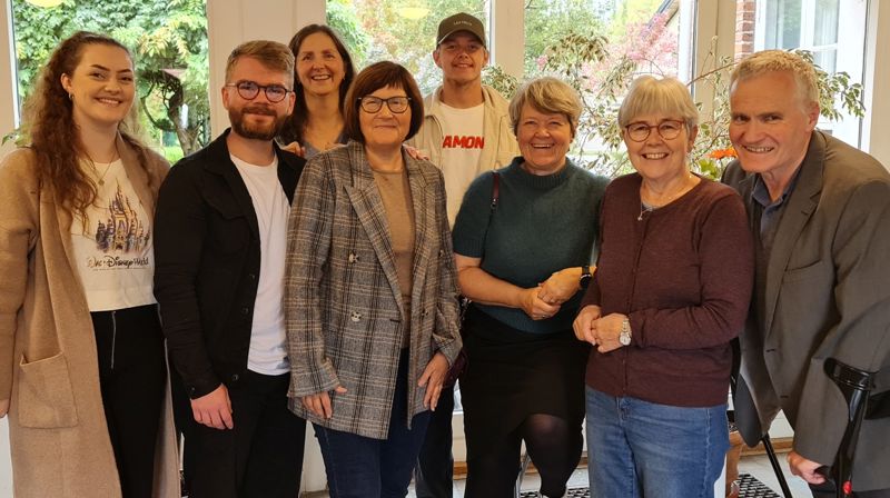 Frivillige og ansatte fra Byåsen og Sverresborg menighet på konferanse i Danmark ifm Nordisk forskningsprosjekt om frivillighet. Sanna Eriksen, Kevin Tårnes, Ingrid Eikli Heggset, Aud Singstad, Sebastian Uthaug, Kirsti Sødal, Bente og Jarle Jakobsen. 