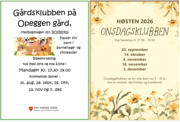 Gårdsklubb og onsdagsklubb har startet opp