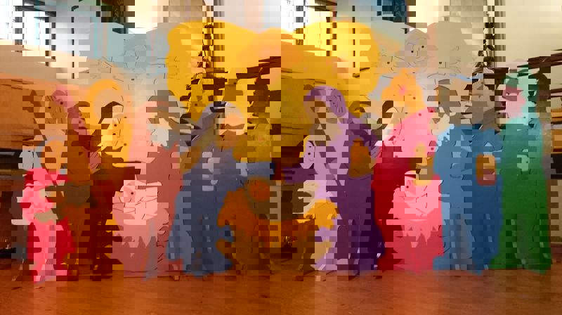 Julekrybbe som puslespill. Foto: Hanne Moxness