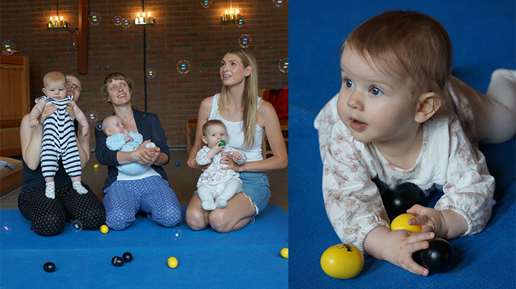 Store og små koser seg på matta i Berg kirke.     Foto hovedbilde: Øystein Sørensen. Foto i teksten: Torstein Ihle