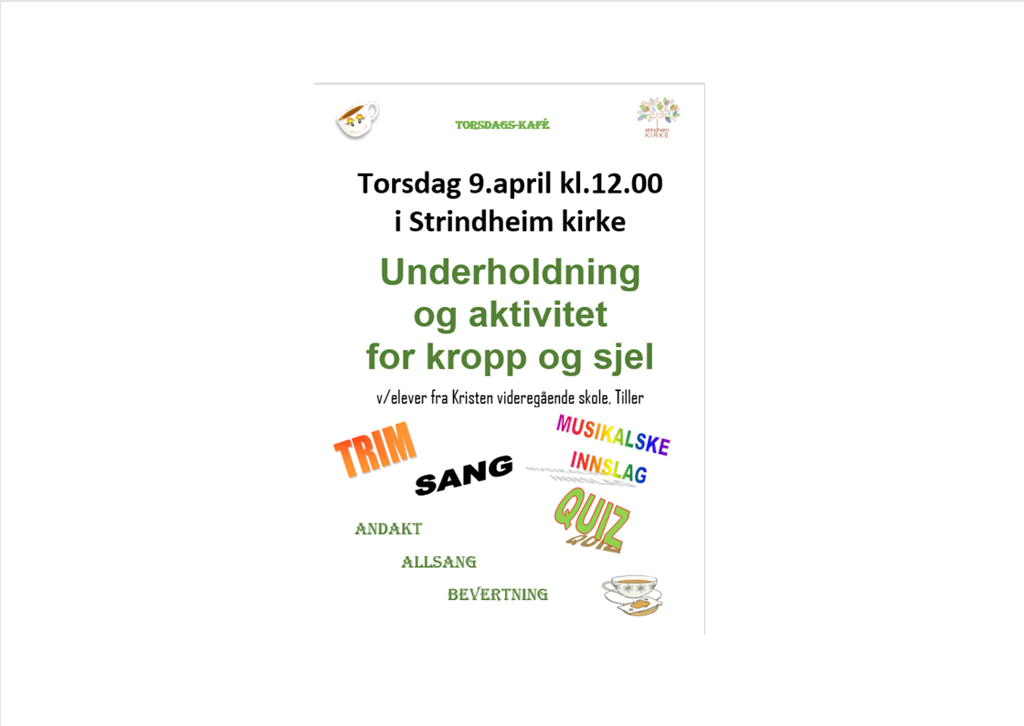 Torsdagskafé - underholdning 9.april 12.00