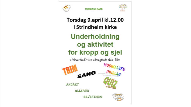 Torsdagskafé - underholdning 9.april 12.00