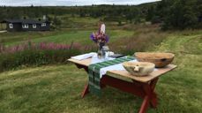 Gudstjeneste på Rømonysetra i Bittermarka, med dåp.