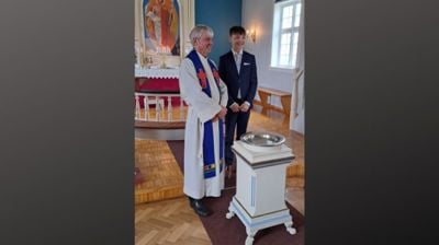 Sokneprest Rolf Steffensen og Stephan Rydland Olsen