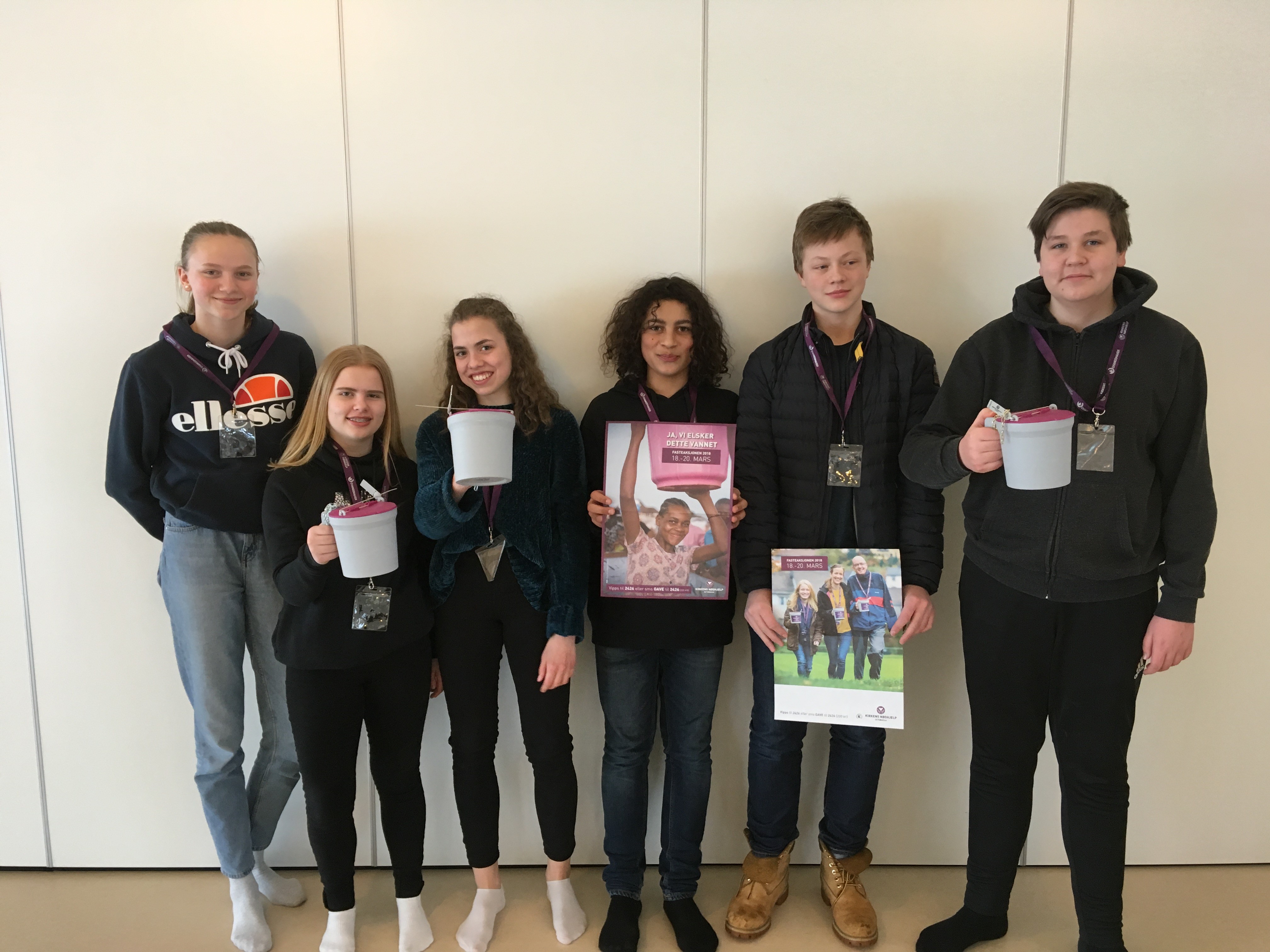 Selma M. Belhadi, Amalie A. Fjeld, Marie E. Grandetrø, Filip F. Da Silva, Erlend D. Hansen, Oliver E. Kolstad, konfirmanter i Hovin og Mogreina menigheter, er klare for å gjøre en innsats!