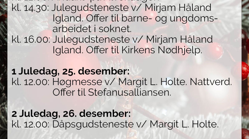 program jul og nyttår i Ulstein kyrkje