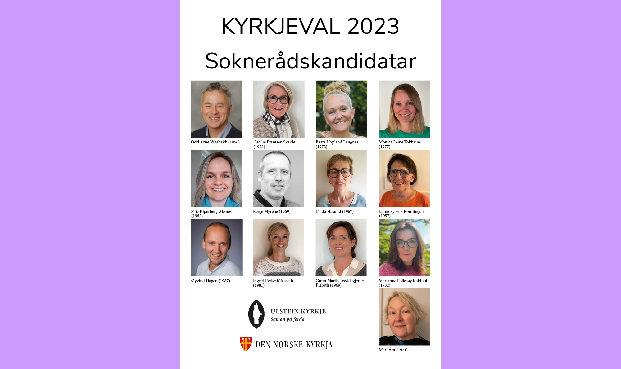 samanstilling av portrettbilde til alle nye valde medlemar i Ulstein sokneråd med navn.