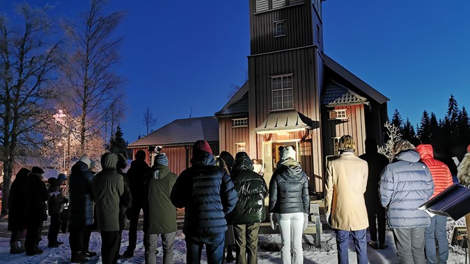 Slik var julaftengudstjenesten på Grua, Hadeland, 24. desember 2020. (Foto: Kirkerådet)