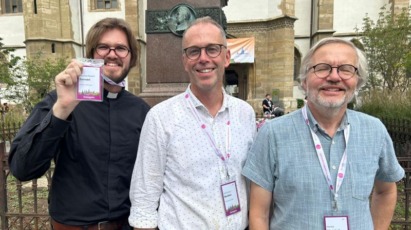 Ole Kristian Bonden, Harald Hegstad og Thomas Raadin Iversen er delegatene som representerer Den norske kirke.