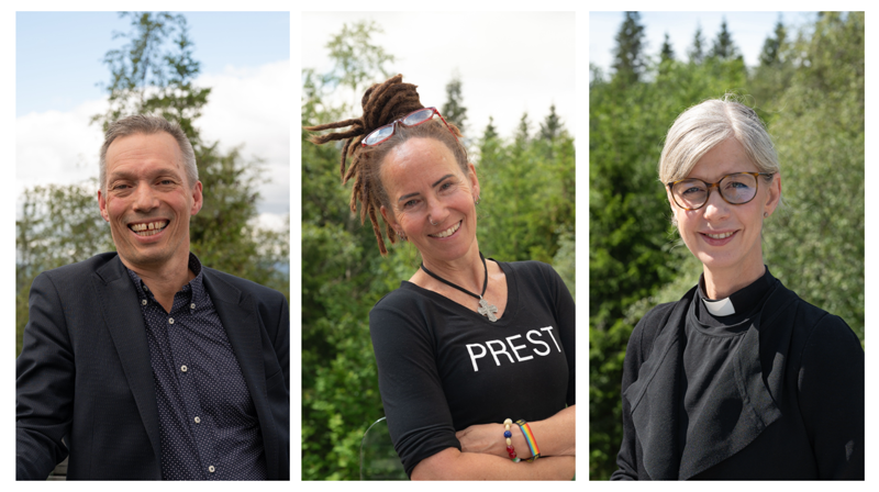 Tre kandidater til biskop i Oslo bispedømme: Sturla Stålsett, Sunniva Gylver og Ingeborg Sommer.