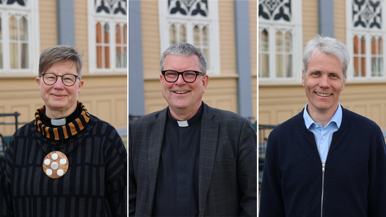 En av disse blir neste biskop i Nord-Hålogaland bispedømme. Fra venstre: Anne Skoglund, Stig Lægdene og Gaute Norbye. 