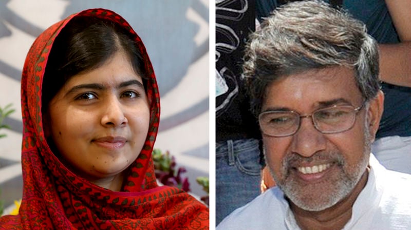 Vinnere av Nobels Fredspris 2014 er Kailash Satyarthi og Malala Yousafzay. Foto: NTB