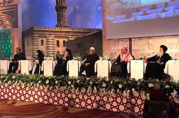 Fra første dag av den muslimsk-kristne fredskonferansen i Kairo.